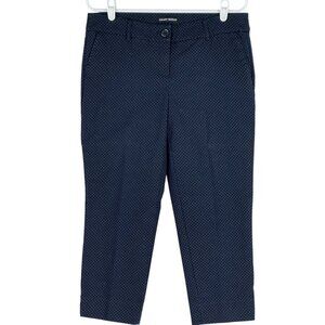 Hilary Radley Women's Navy Polka Dot Stretch Cotton Cropped Pants Size 8